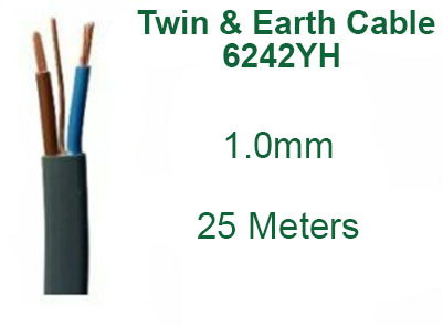 Elektrokabel Twin & Earth 6242Y Flach In Grau – 1,5 Mm / 2,5 Mm / 6 Mm – Zuschneidbar (5 M, 2,5 Mm)