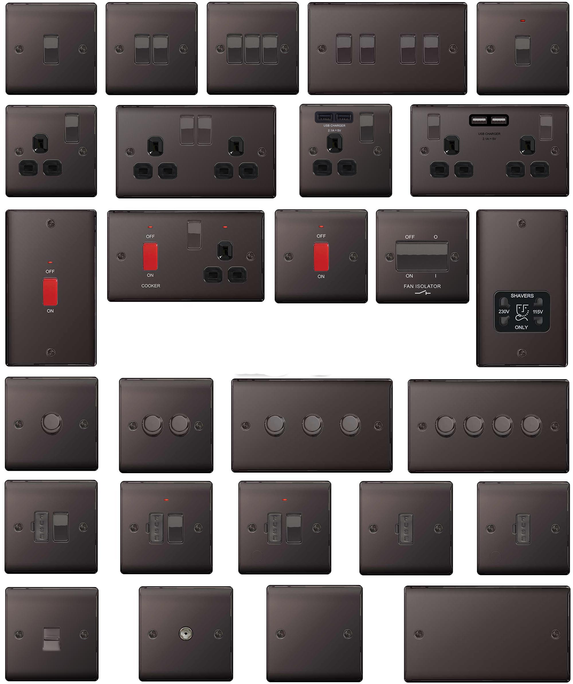 BG Nexus Metal Switches & Sockets Black Nickel Complete Range