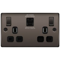 BG NBN22UAC30B-01 Switchedd Socket 2 Gang USB A & C Black