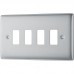 BG RNBS4 Grid Frontplate 4 Gang Brushed Steel