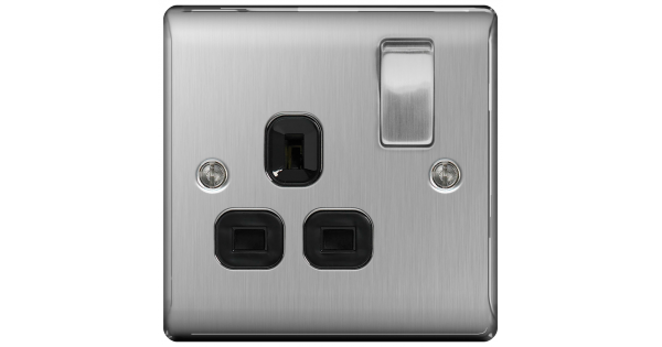 BG NBS21B Switched Single Socket 1G DP 13A Black Insert | Electric ...