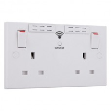 BG Double Socket with WiFi Range Extender White Square BG Double Socket with WiFi Range Extender White Square