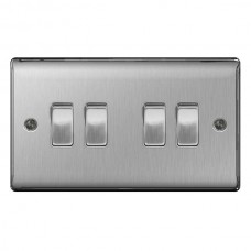 BG Nexus Brushed Steel Quad Light Switch - NBS44