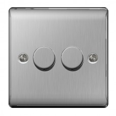 BG Nexus Brushed Steel Double Dimmer Switch - NBS82P