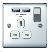 BG Nexus Polished Chrome Single Socket with USB - NPC21U2W