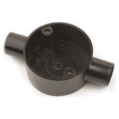Univolt CB252BK 2 Way Through Circular Box 25mm Black | Electric Vault Ltd