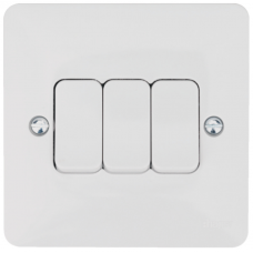 Hager Sollysta WMPS32 Plate Switch 3 Gang 2 Way 10AX