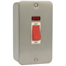 Click CL203 Cooker Switch 2Gang Neon 45A Metal Clad