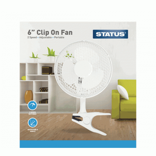 Status S6CLIPFAN1PKB Portable Clip On Mini Fan 6in White | Electric ...