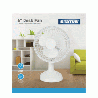Status S6DESKFAN1PKB Portable White Desk Fan 6inch