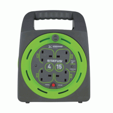 Status S15M13ACR4 15 Metre 4 Socket Cable Reel 13A Green