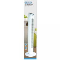 Status S32TOWERFAN1PKB Oscillating White Tower Fan 32in