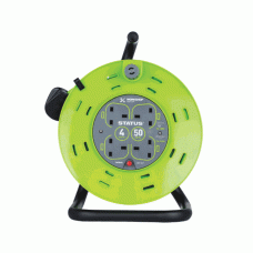 Status S50M13ACRX1 50 Metre 4 Socket Extension Cable Reel 13A Green